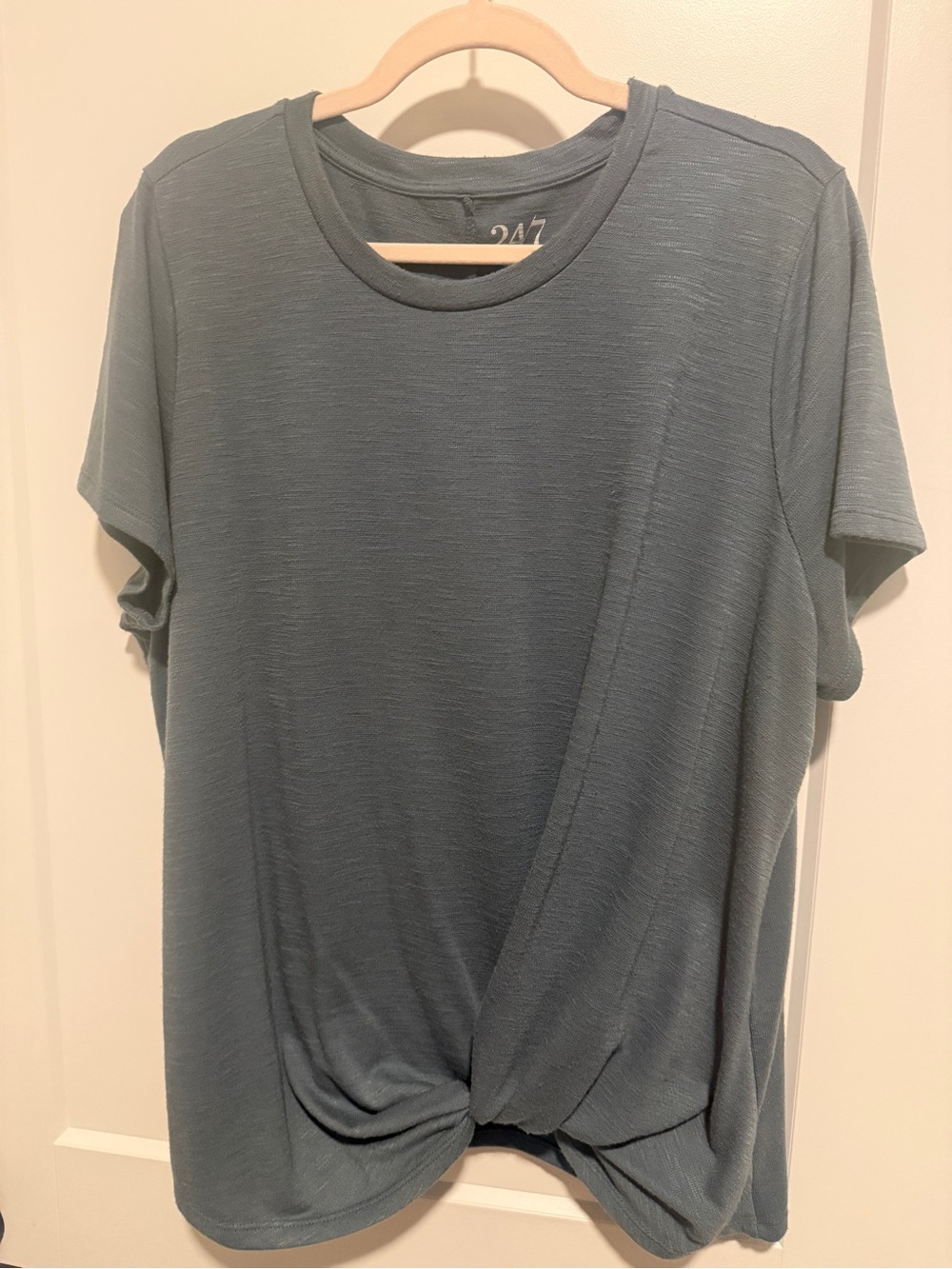 Maurices Short-Sleeve Knot Front Tee - Dusty Blue